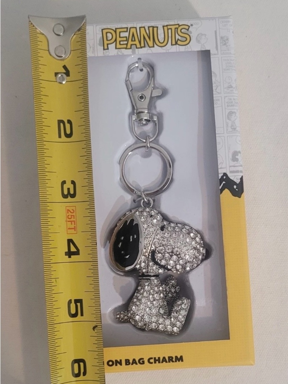 Peanuts Snoopy Rhinestone Clip-On Bag Charm - Silver - Picture 12 of 15